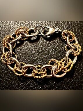 Gold & Silver Chain-Link Women's Bracelet Bag Charm